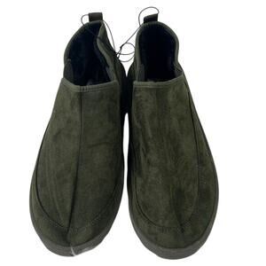 NWOT American Exchange Moccasins Mens 12 Green Faux Suede Fleece Lined Grandpa